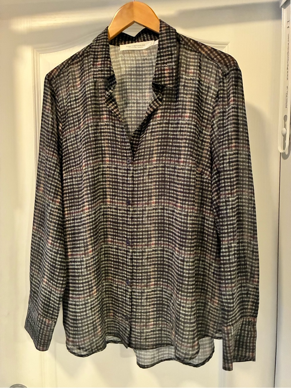 Simons Sheer Black Long-Sleeve Button Blouse